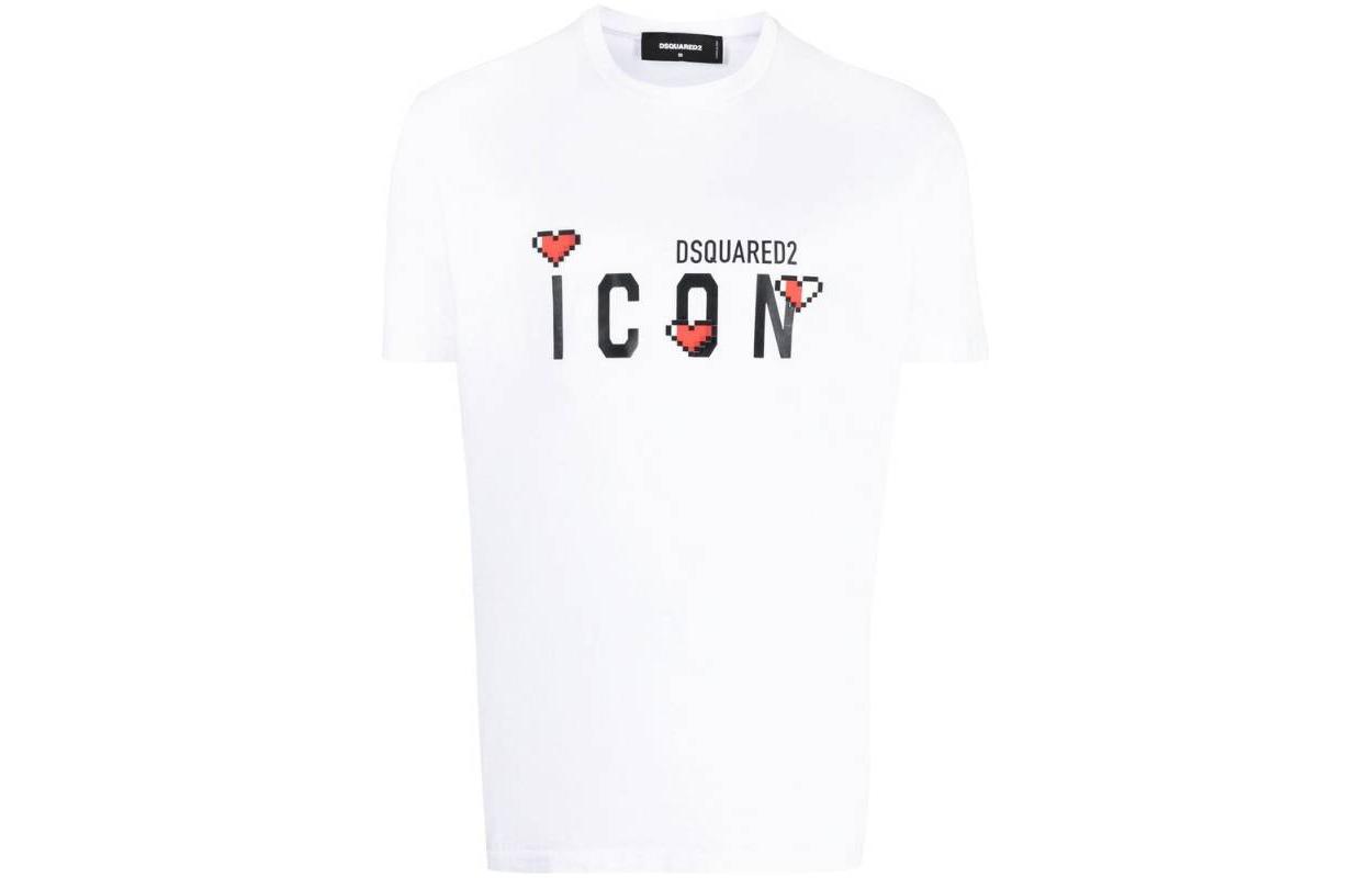 Order DSQUARED2 FW23 标志印花短袖圆领T恤 白色 S23009S79GC0076-100