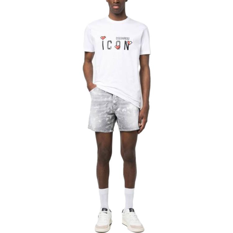 Lookbook DSQUARED2 FW23 标志印花短袖圆领T恤 白色 S23009S79GC0076-100