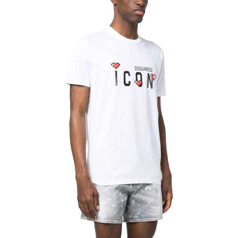 Purchase DSQUARED2 FW23 标志印花短袖圆领T恤 白色 S23009S79GC0076-100