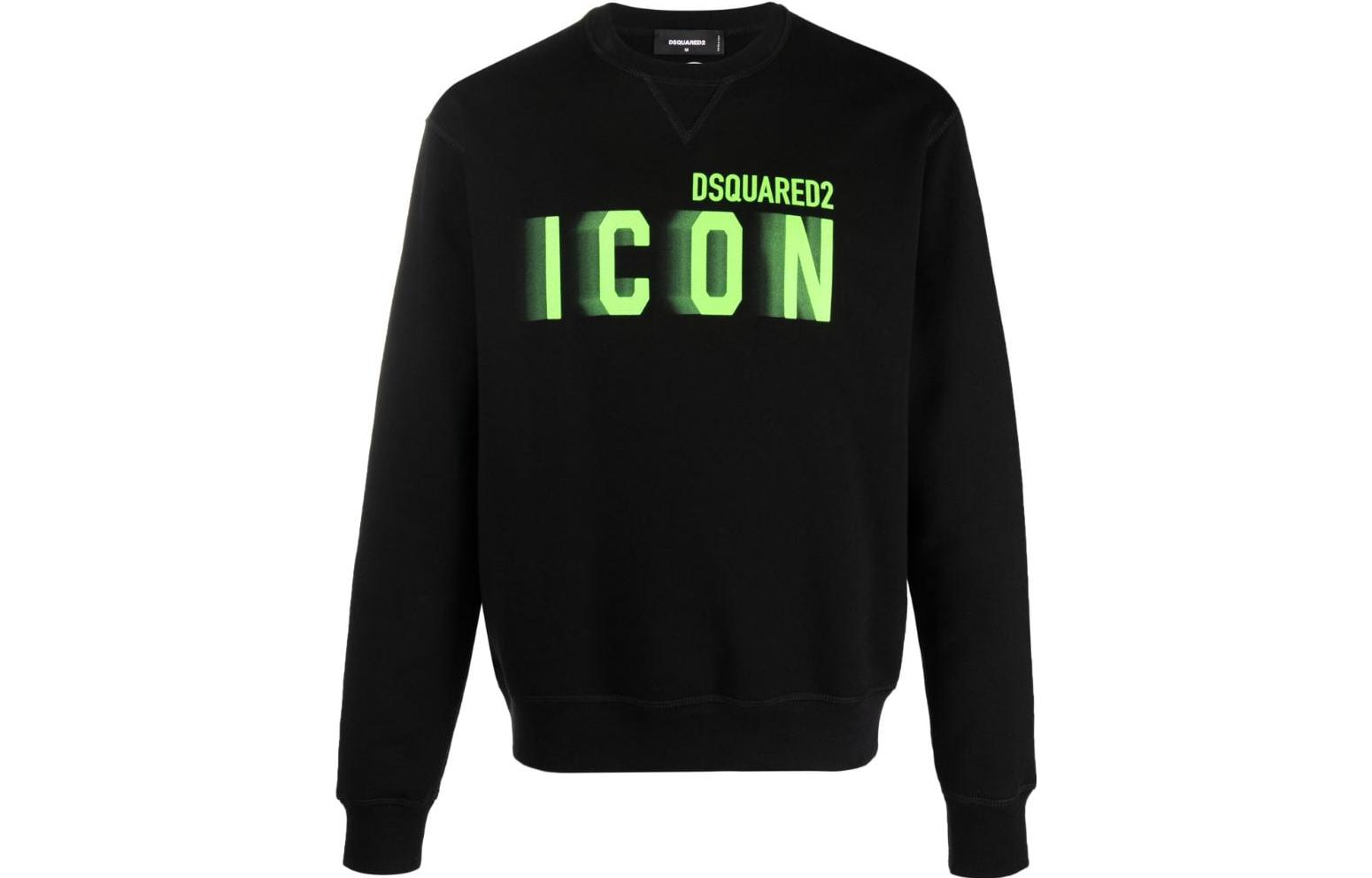 Dsquared2 FW23 Black Graphic Logo Crewneck Sweatshirt Men’s Casual Wear S79GU0111S25516-971