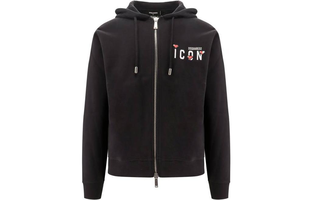 Dsquared2 FW23 Black Letter Print Zip-Up Hoodie S79HG0011S25516900