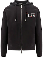 Dsquared2 FW23 Black Letter Print Zip-Up Hoodie S79HG0011S25516900 Dsquared2 FW23 Black Letter Print Zip-Up Hoodie S79HG0011S25516900