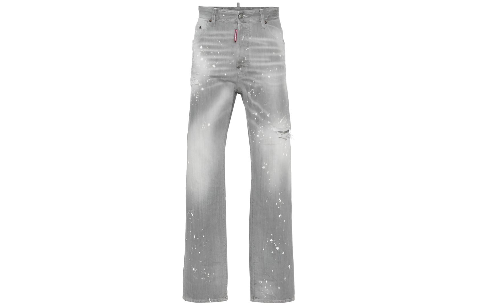 DSQUARED2 FW23 Bleached Straight-Leg Jeans Men’s Light Gray S74LB1478S30260-852