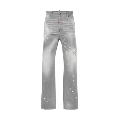 DSQUARED2 FW23 Bleached Straight-Leg Jeans Men’s Light Gray S74LB1478S30260-852