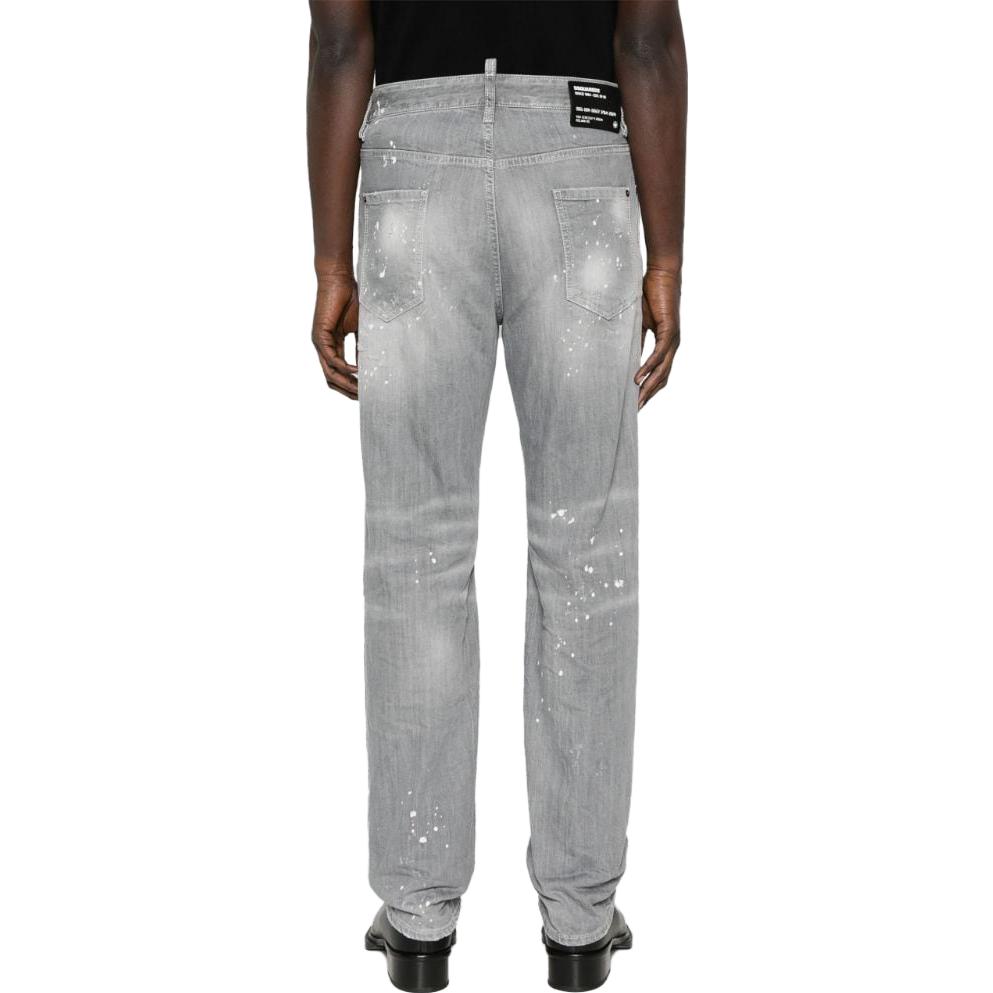 Shop DSQUARED2 FW23 男款漂白直筒牛仔褲 淺灰 S74LB1478S30260-852