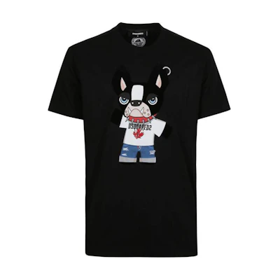 DSQUARED2 FW23 Cartoon Letter Print Crew Neck T-Shirt Black S74GD1325D20020-900