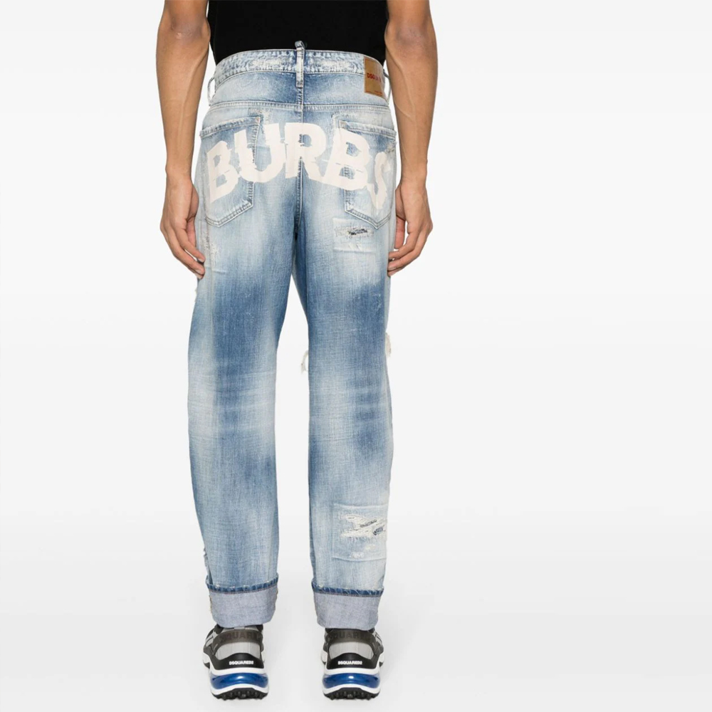 DSQUARED2 FW23 Distressed Button Mid-Rise Straight Jeans Men Light Blue S74LB1448S30309-470 圖 4