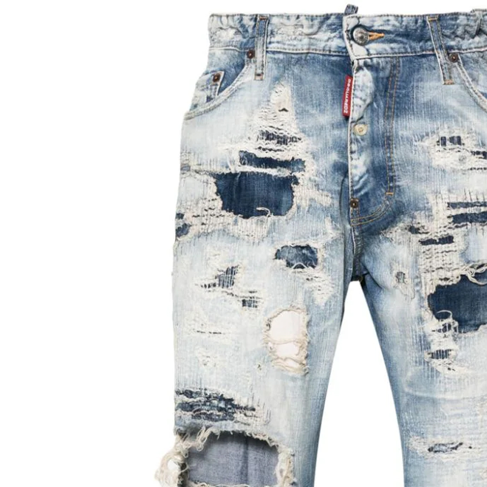 DSQUARED2 FW23 Distressed Button Mid-Rise Straight Jeans Men Light Blue S74LB1448S30309-470 圖 7