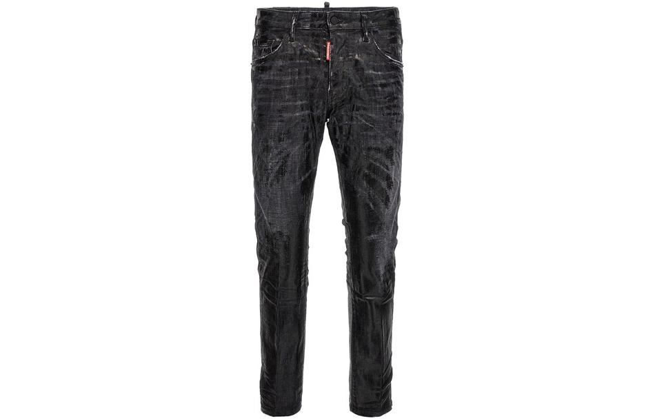 DSQUARED2 FW23 Distressed Mid-Rise Black Straight-Leg Jeans for Men S74LB1344S30357-900