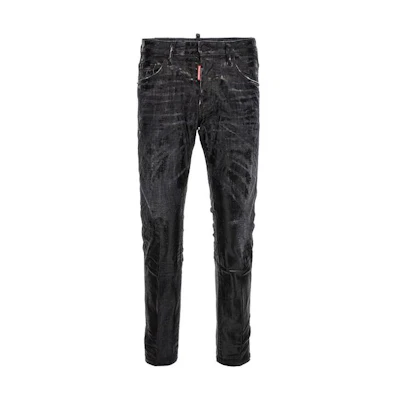 DSQUARED2 FW23 Distressed Mid-Rise Black Straight-Leg Jeans for Men S74LB1344S30357-900