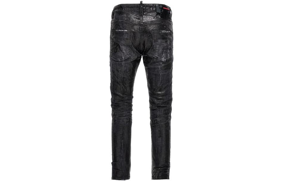DSQUARED2 FW23 Distressed Mid-Rise Black Straight-Leg Jeans for Men S74LB1344S30357-900 圖 4