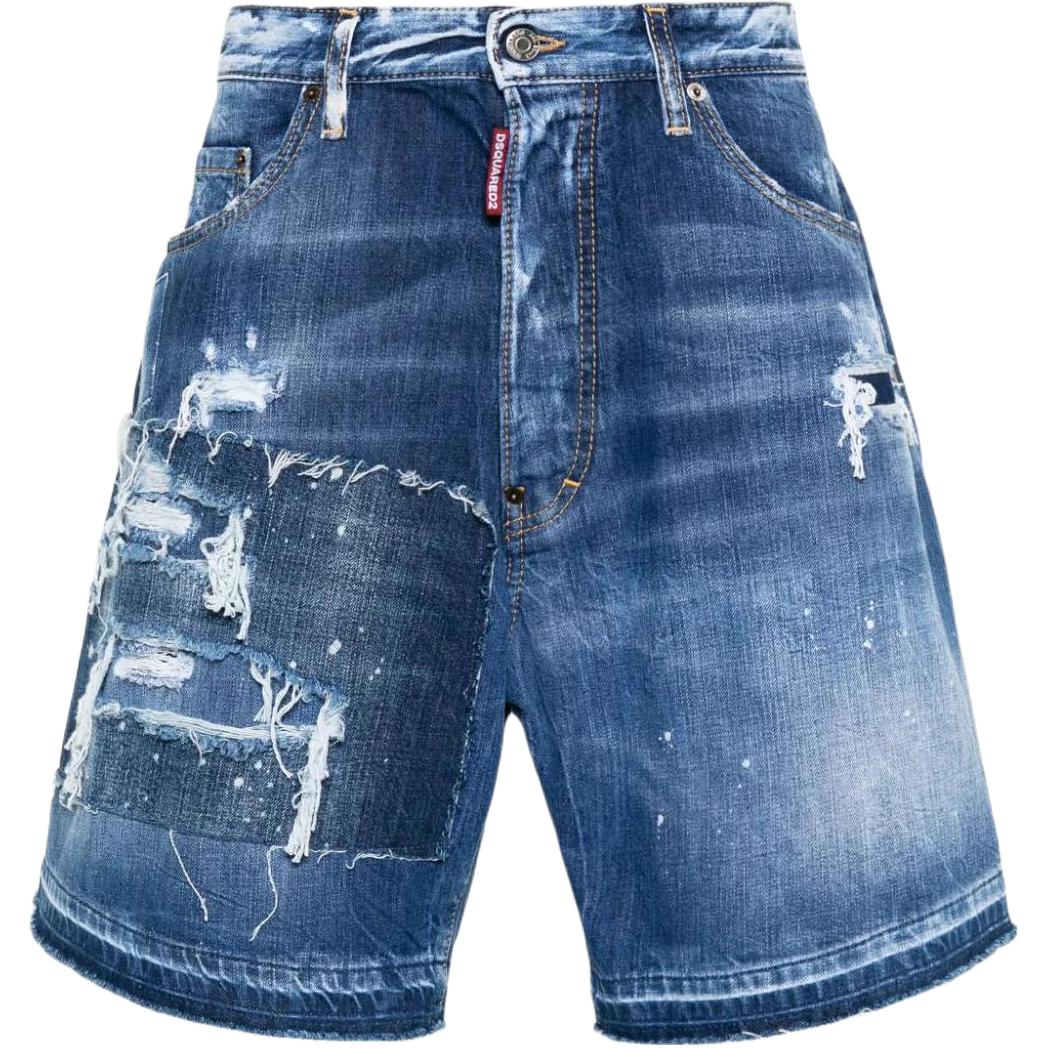 DSQUARED2 FW23 Distressed Mid-Rise Denim Shorts Men’s Blue S74MU0840S30309-470