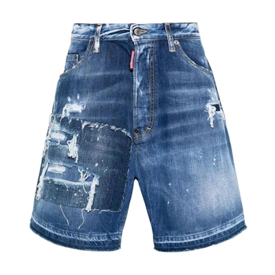 DSQUARED2 FW23 Distressed Mid-Rise Denim Shorts Men’s Blue S74MU0840S30309-470