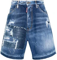 Order DSQUARED2 FW23 Distressed Mid-Rise Denim Shorts Men’s Blue S74MU0840S30309-470