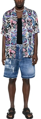 DSQUARED2 FW23 男士藍色磨損中腰牛仔短褲 S74MU0840S30309-470 Lookbook DSQUARED2 FW23 男士藍色磨損中腰牛仔短褲 S74MU0840S30309-470