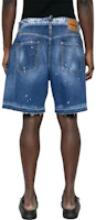Shop DSQUARED2 FW23 Distressed Mid-Rise Denim Shorts Men’s Blue S74MU0840S30309-470