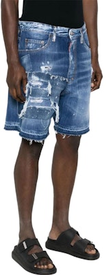 DSQUARED2 FW23 男士藍色磨損中腰牛仔短褲 S74MU0840S30309-470 Purchase DSQUARED2 FW23 男士藍色磨損中腰牛仔短褲 S74MU0840S30309-470