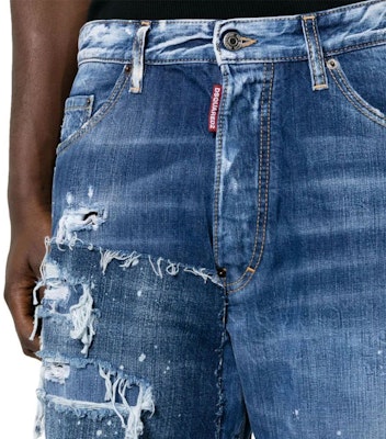 DSQUARED2 FW23 男士藍色磨損中腰牛仔短褲 S74MU0840S30309-470 Details for DSQUARED2 FW23 男士藍色磨損中腰牛仔短褲 S74MU0840S30309-470