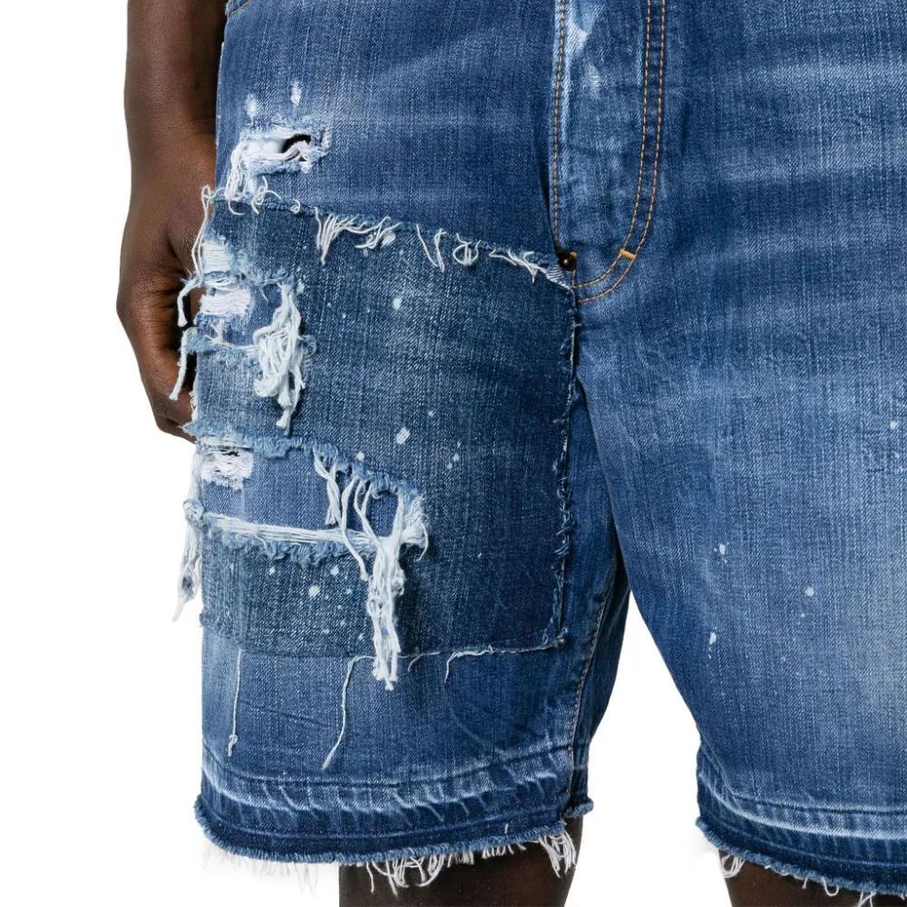 Sizing DSQUARED2 FW23 男士藍色磨損中腰牛仔短褲 S74MU0840S30309-470