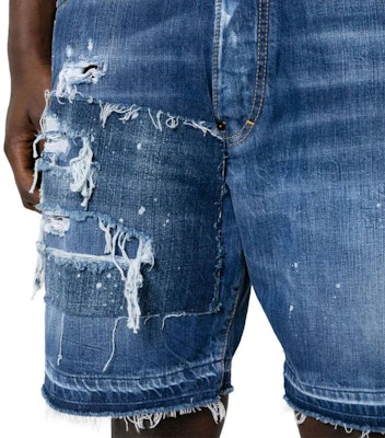 DSQUARED2 FW23 男士藍色磨損中腰牛仔短褲 S74MU0840S30309-470 Sizing DSQUARED2 FW23 男士藍色磨損中腰牛仔短褲 S74MU0840S30309-470