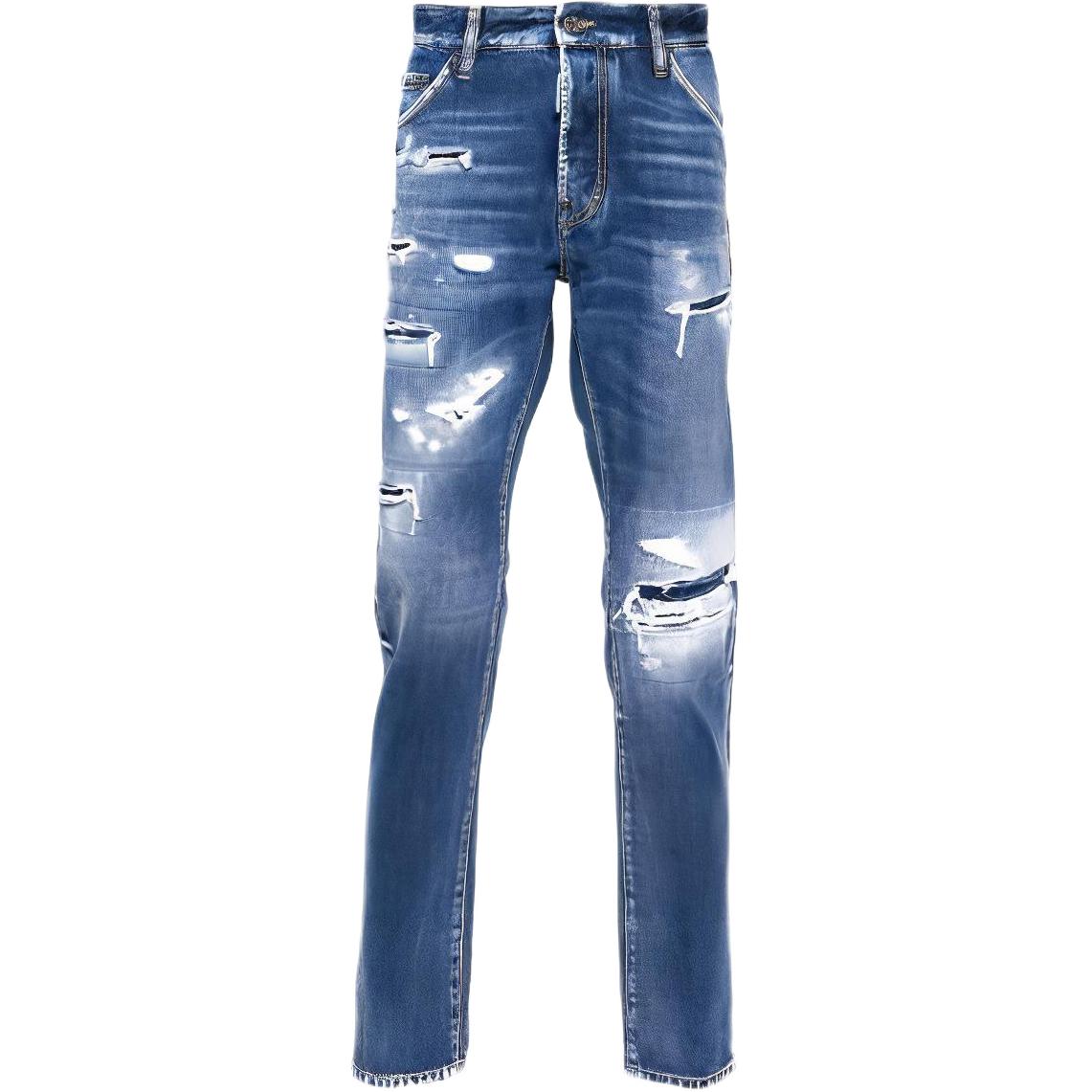 DSQUARED2 FW23 Distressed Mid-Rise Straight Jeans  Blue S74LB1436S30309-470