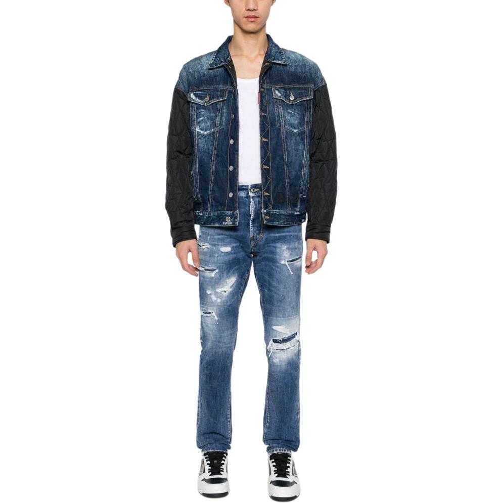 Lookbook DSQUARED2 FW23 蓝色复古做旧中腰直筒牛仔裤 S74LB1436S30309-470