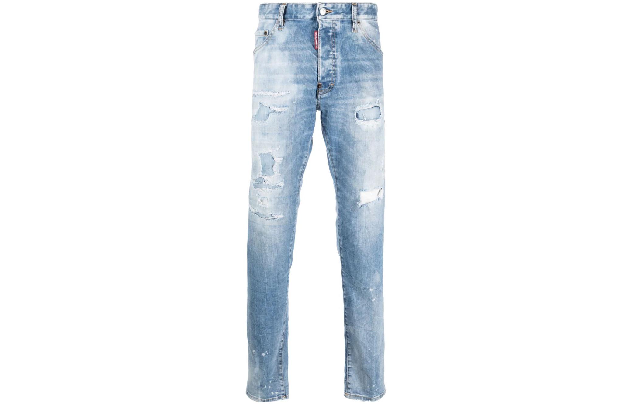 DSQUARED2 FW23 Distressed Slim Fit Straight Jeans Navy Blue S71LB1254S30664-470 圖 2