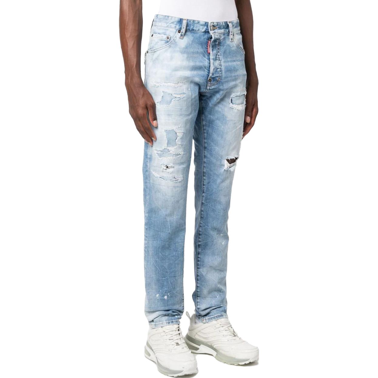 DSQUARED2 FW23 Distressed Slim Fit Straight Jeans Navy Blue S71LB1254S30664-470 圖 6