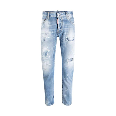 DSQUARED2 FW23 Distressed Tapered Fit Jeans Blue Denim S71LB1253S30664-470
