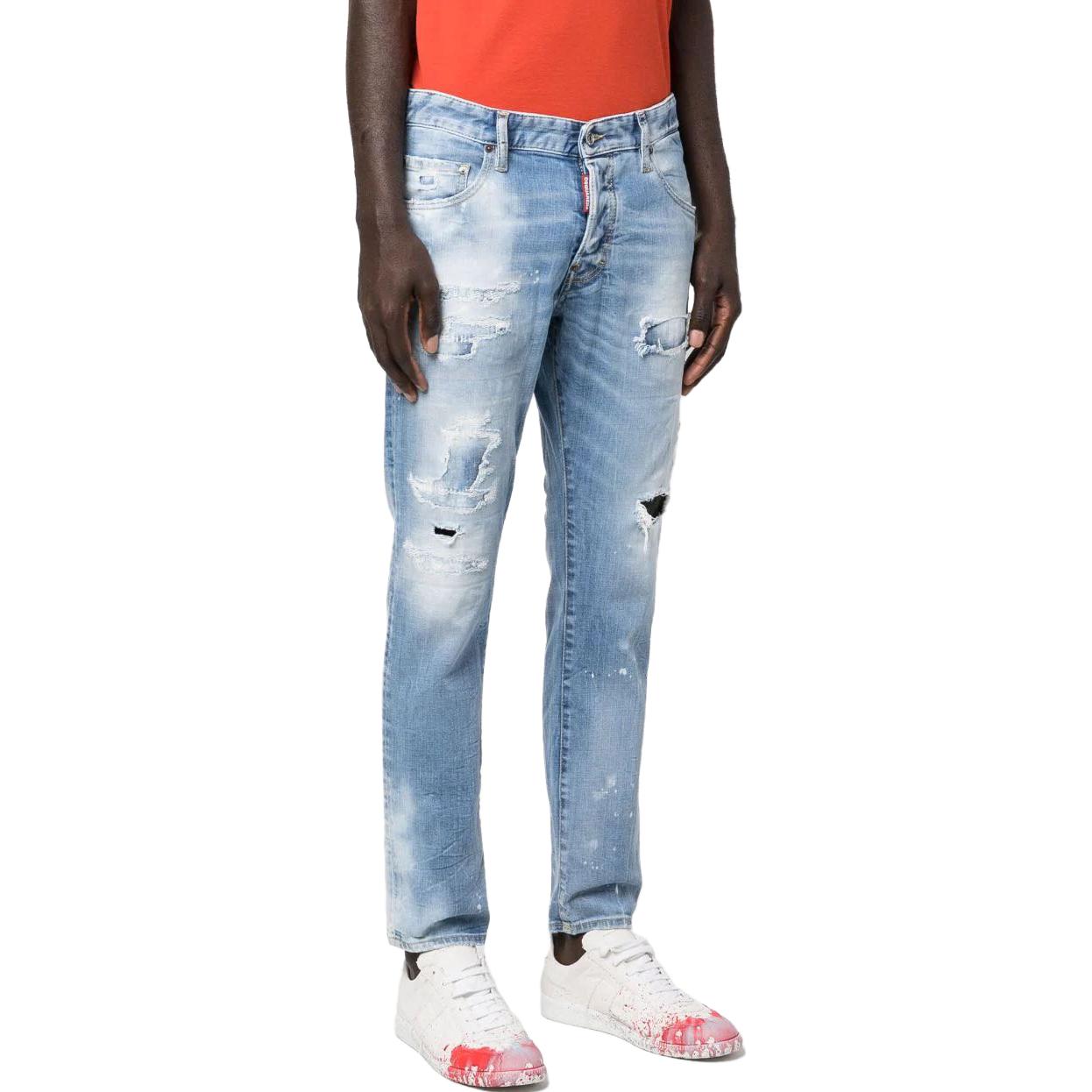 DSQUARED2 FW23 Distressed Tapered Fit Jeans  Blue Denim S71LB1253S30664-470 圖 5