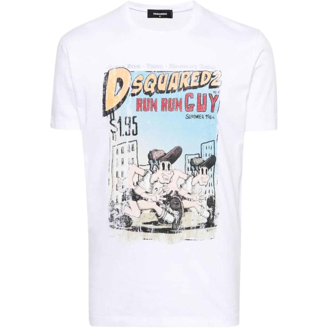 DSQUARED2 FW23 Letter Print Crew Neck Short Sleeve T-Shirt White Mens. S74GD1226S23009-100