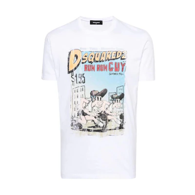 DSQUARED2 FW23 Letter Print Crew Neck Short Sleeve T-Shirt White Mens. S74GD1226S23009-100
