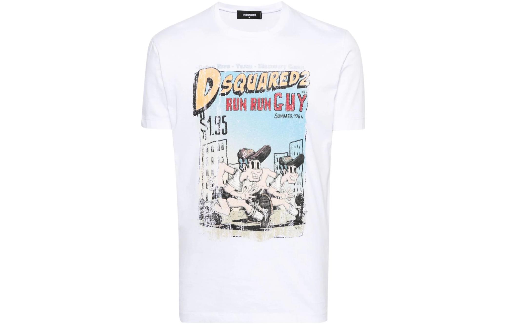 Order DSQUARED2 男士白色字母印花短袖圆领T恤 FW23款。 S74GD1226S23009-100