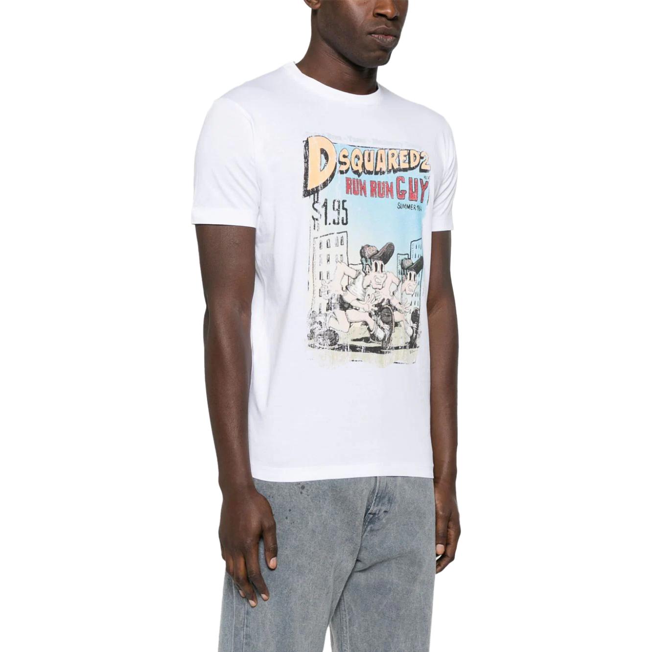 Purchase DSQUARED2 男士白色字母印花短袖圆领T恤 FW23款。 S74GD1226S23009-100