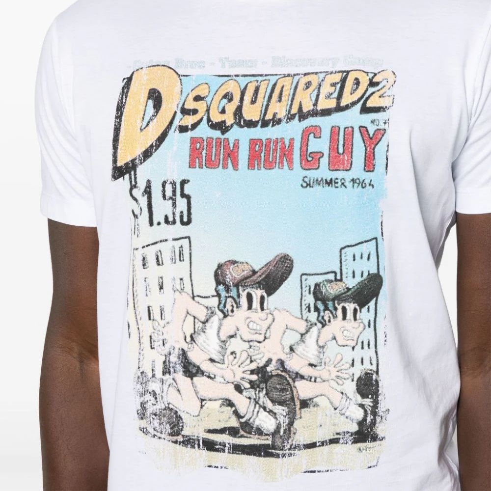 Sizing DSQUARED2 男士白色字母印花短袖圆领T恤 FW23款。 S74GD1226S23009-100