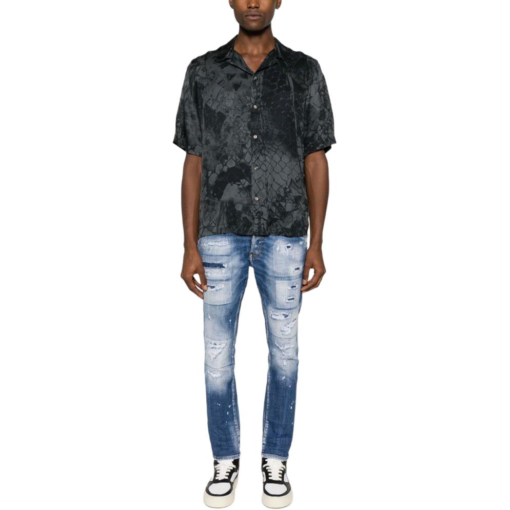DSQUARED2 FW23 Mid-Rise Tapered Distressed Washed Indigo Jeans for Men. S74LB1439S30872-470 圖 3