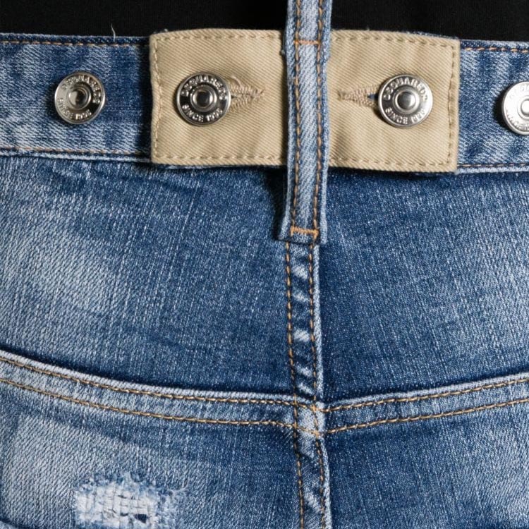 DSQUARED2 FW23 Mid-Rise Tapered Distressed Washed Indigo Jeans for Men. S74LB1439S30872-470 圖 6