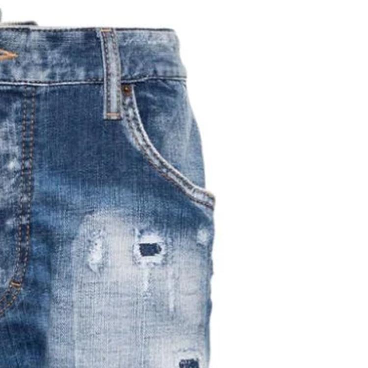 DSQUARED2 FW23 Mid-Rise Tapered Distressed Washed Indigo Jeans for Men. S74LB1439S30872-470 圖 8