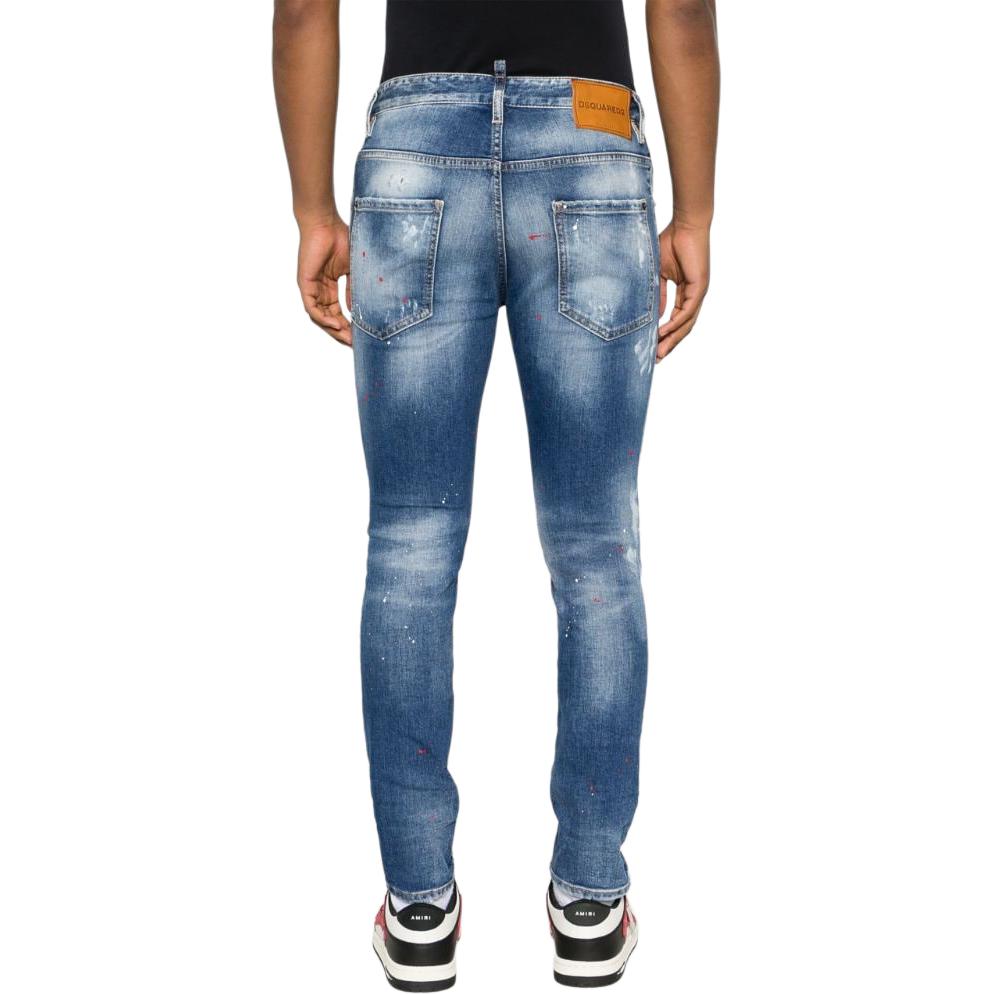 DSQUARED2 FW23 Paint-Splatter Slim-Fit Distressed Jeans Indigo Blue . S74LB1456S30663-470 圖 4