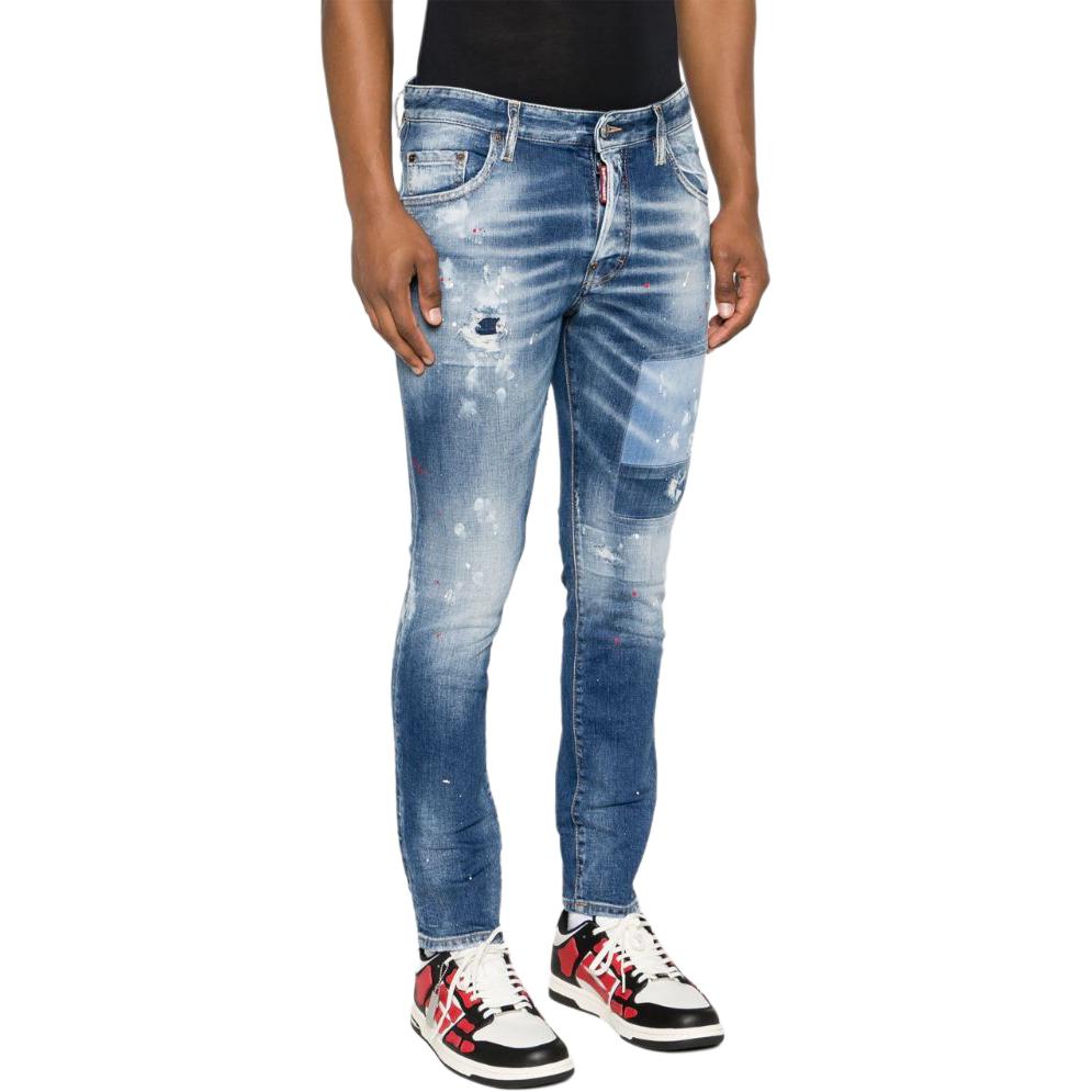 DSQUARED2 FW23 Paint-Splatter Slim-Fit Distressed Jeans Indigo Blue . S74LB1456S30663-470 圖 5