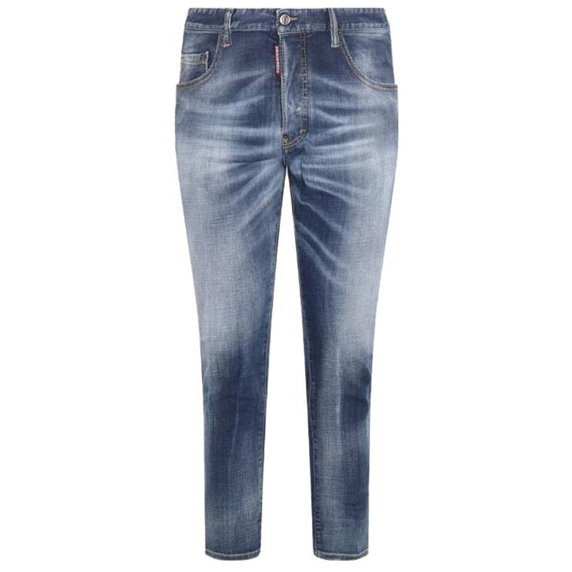 DSQUARED2 FW23 Solid Straight-Leg Denim Jeans Navy Blue for Men S74LB1317S30664470