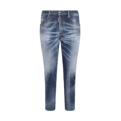 DSQUARED2 FW23 Solid Straight-Leg Denim Jeans Navy Blue for Men S74LB1317S30664470