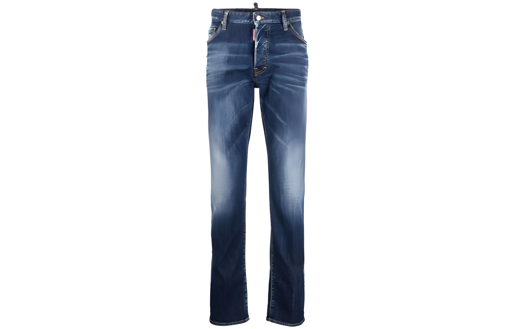 DSQUARED2 FW23 Washed Slim Fit Straight-Leg Denim Jeans Men Dark Blue S74LB1461S30789-470