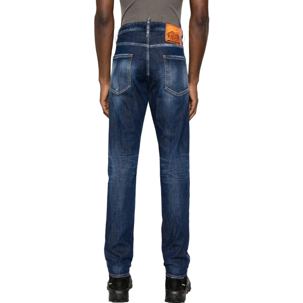DSQUARED2 FW23 Washed Slim Fit Straight-Leg Denim Jeans Men Dark Blue S74LB1461S30789-470 圖 4