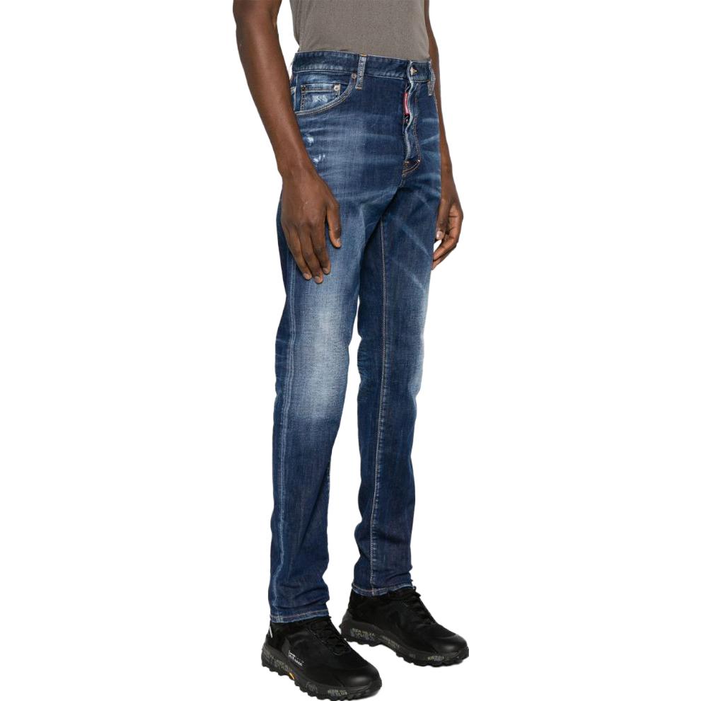 DSQUARED2 FW23 Washed Slim Fit Straight-Leg Denim Jeans Men Dark Blue S74LB1461S30789-470 圖 5