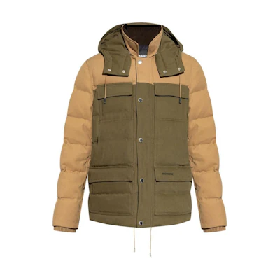 DSQUARED2 FW24 Detachable Hood Logo Embroidered Down Jacket Green Mens. S74AM1503D35141-726