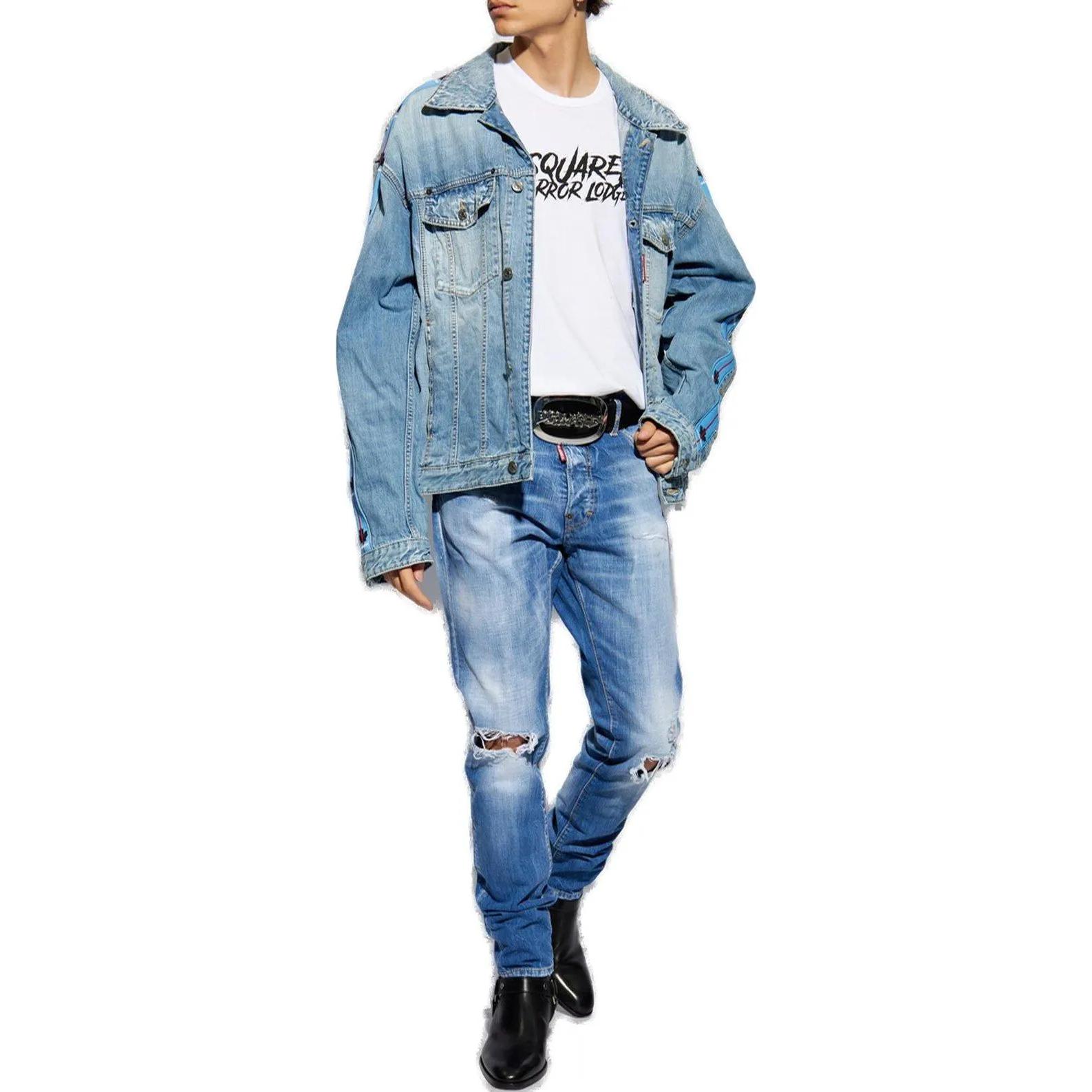 DSQUARED2 FW24 Gradient Distressed Zipper Jeans Men’s Blue S30309S74LB1532-470 圖 4