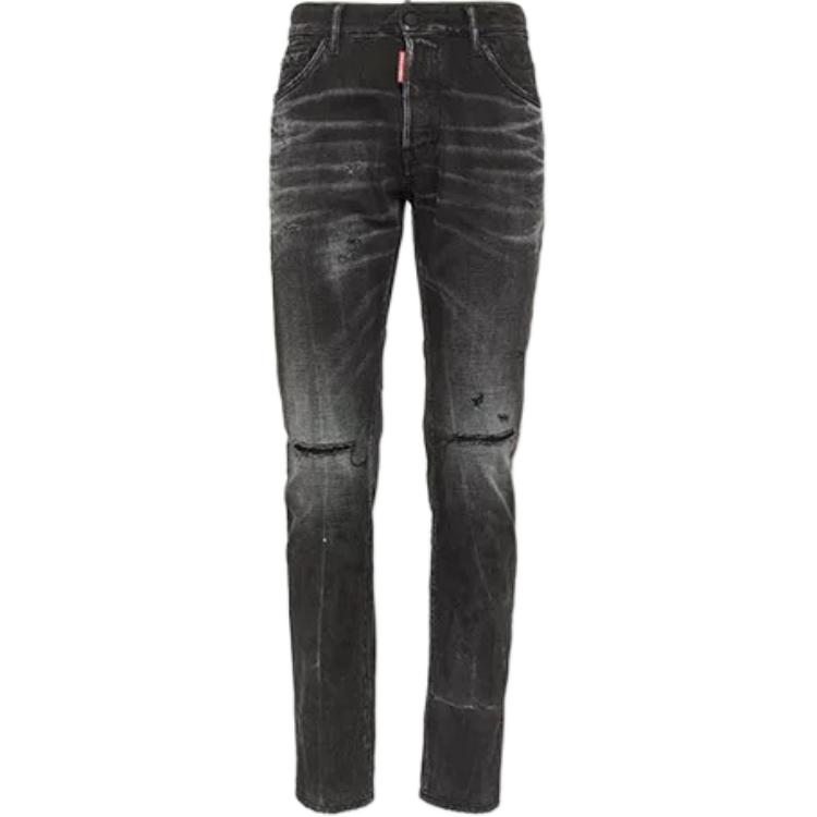 DSQUARED2 FW24 Slim Distressed Long Black Jeans with Zipper and Button Closure. S74LB1562D30009-24A 圖 2