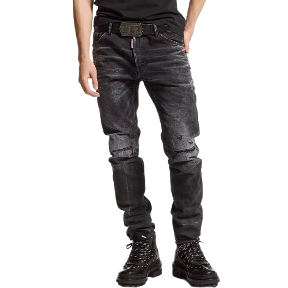 DSQUARED2 FW24 Slim Distressed Long Black Jeans with Zipper and Button Closure. S74LB1562D30009-24A 圖 4