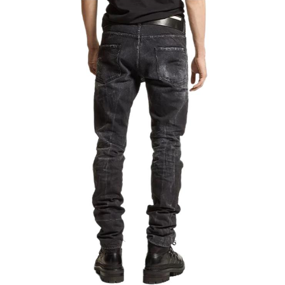 DSQUARED2 FW24 Slim Distressed Long Black Jeans with Zipper and Button Closure. S74LB1562D30009-24A 圖 5